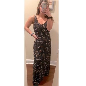 Sisley V-Neck Floral Printed Maxi Dress Size M